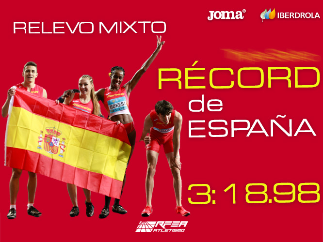 Julio Arenas Record España con el relevo 4x400ml mixto.clasificación directa a los JJJOO Tokio
